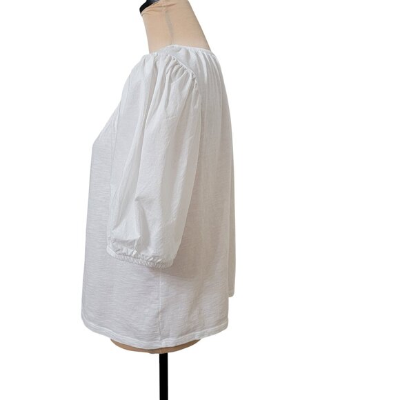 Old Navy Size M White Puff-Sleeve Slub-Knit Top.Excellent, Like New Condition - Picture 3 of 11